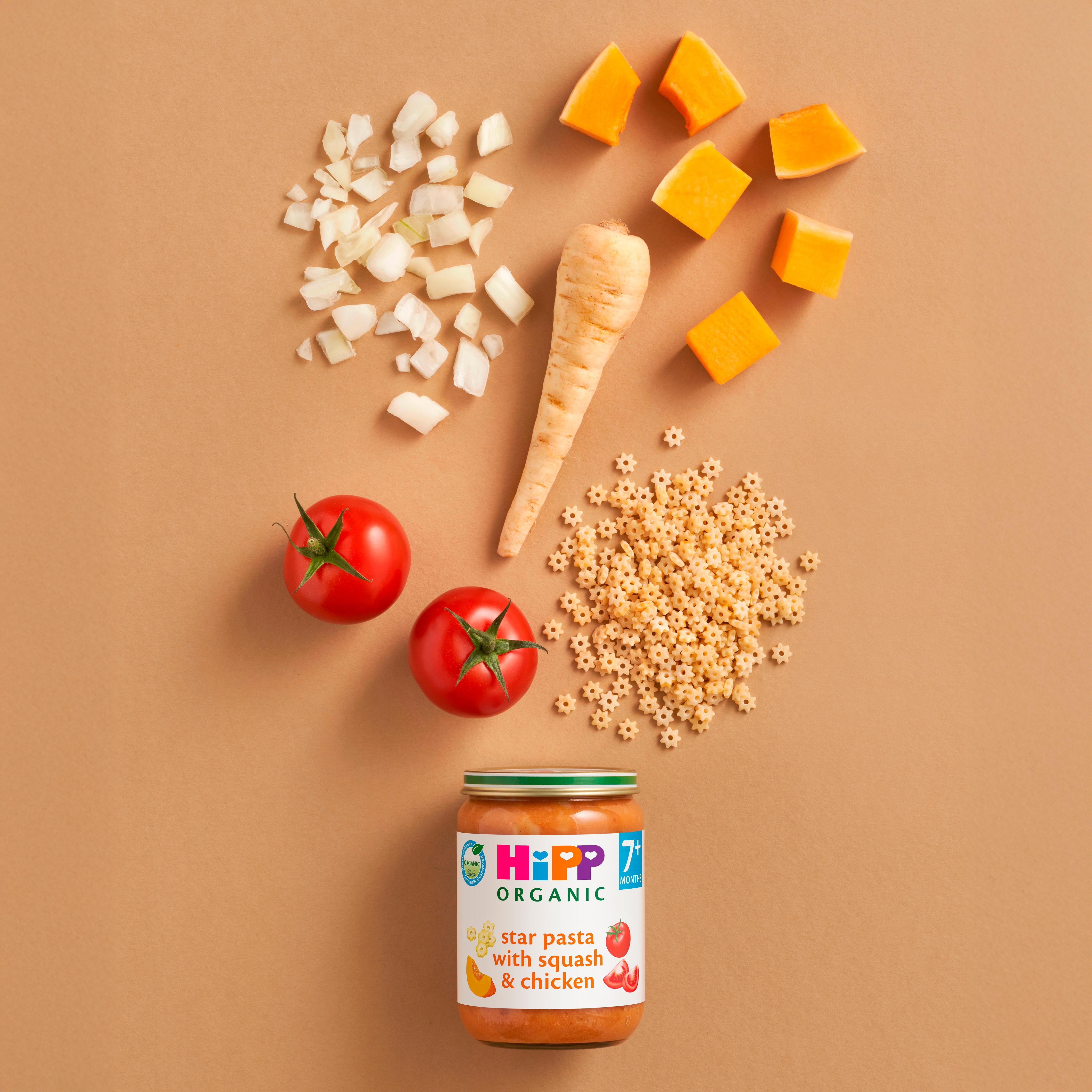 HiPP organic baby food star pasta squash chicken 190g, UK version