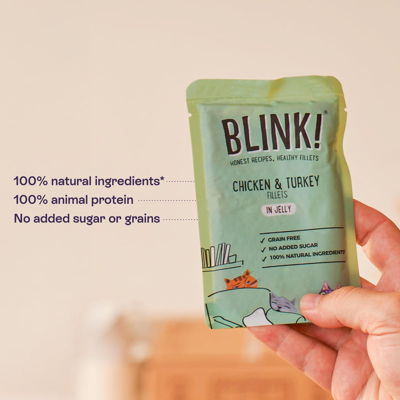 Blink! wet cat food chicken pouch selection 8x85g - British product