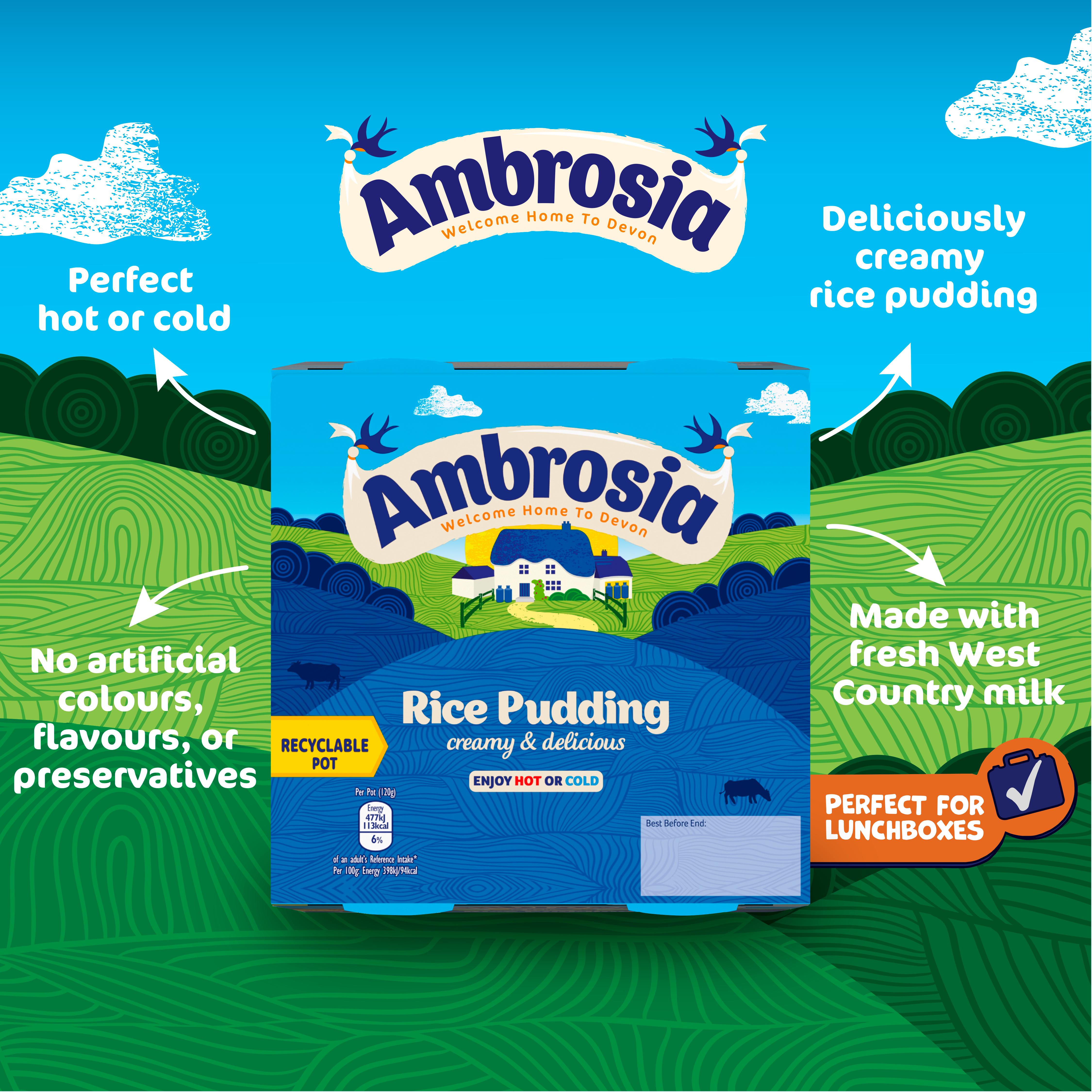 Ambrosia rice pudding snack pots multipack 4 x 120g - British product