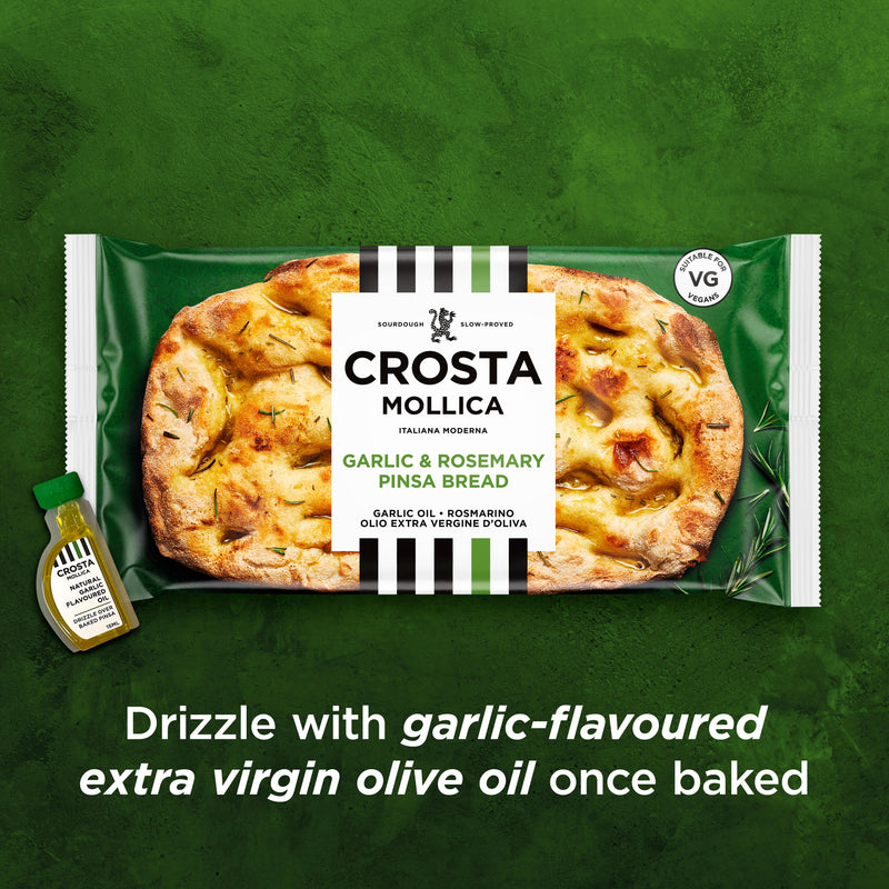 Crosta Mollica garlic rosemary pinsa bread 243g (British brand)