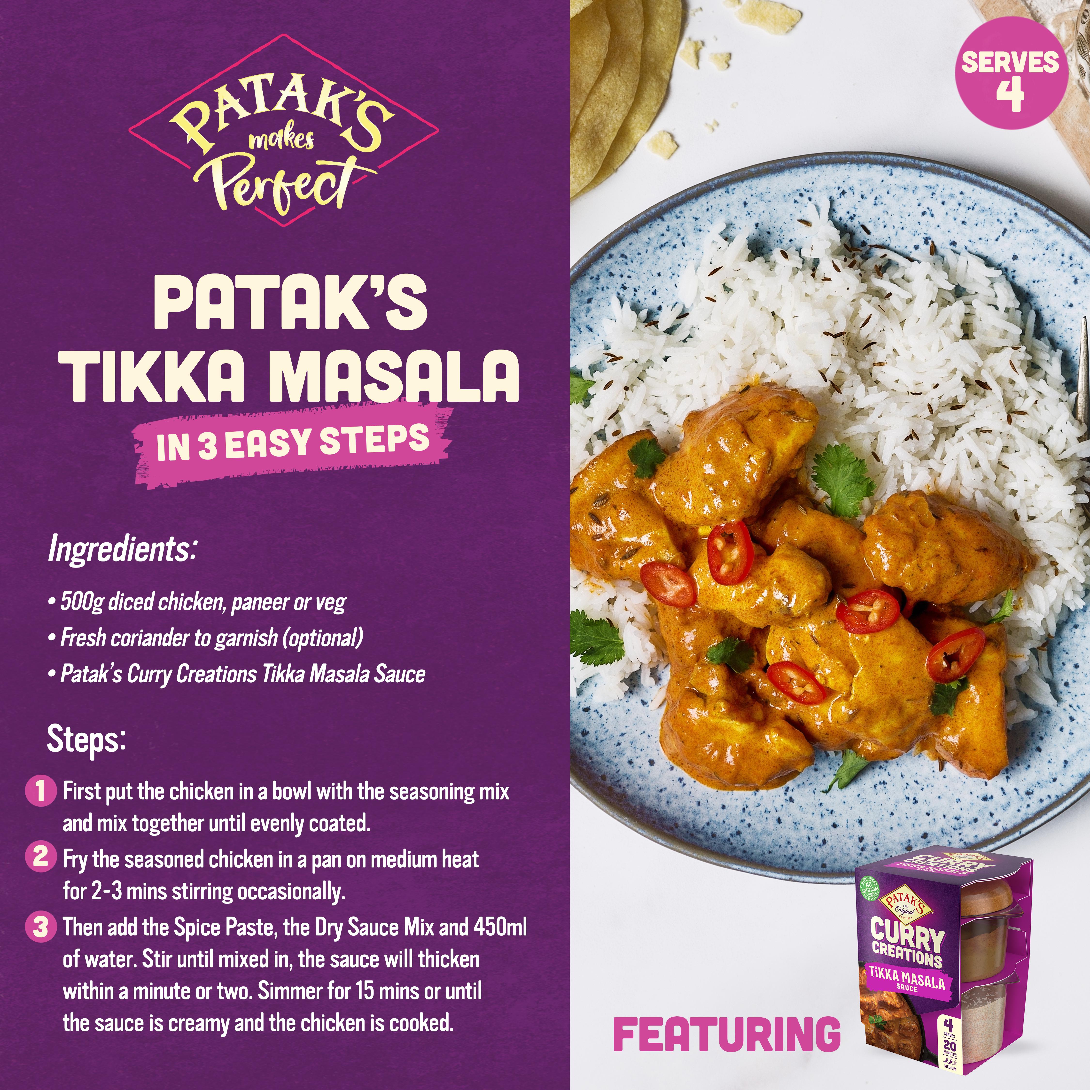 Patak's Tikka Masala curry sauce kit 160g, imported from the UK