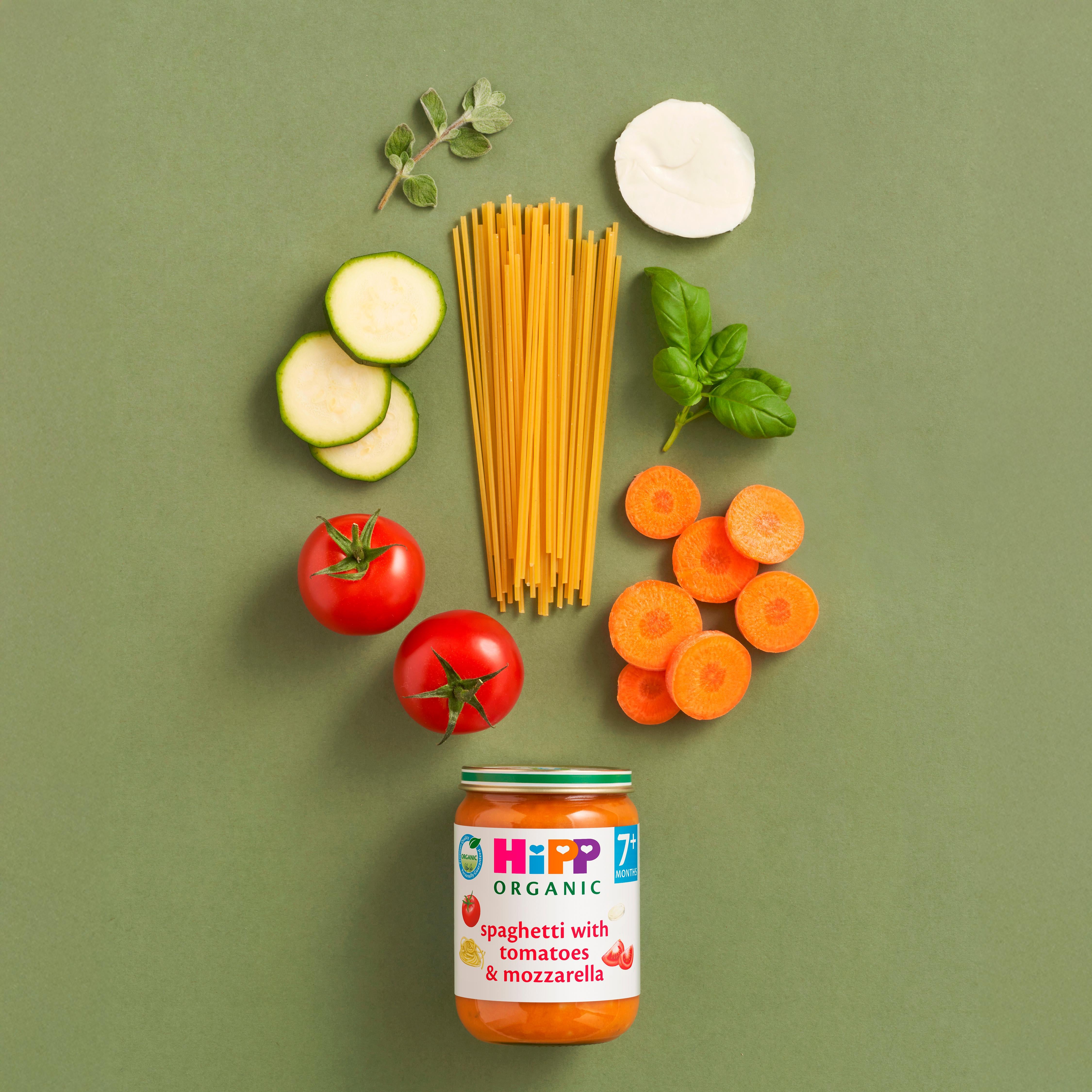 HiPP organic baby food spaghetti with tomatoes and mozzarella 190g, UK version