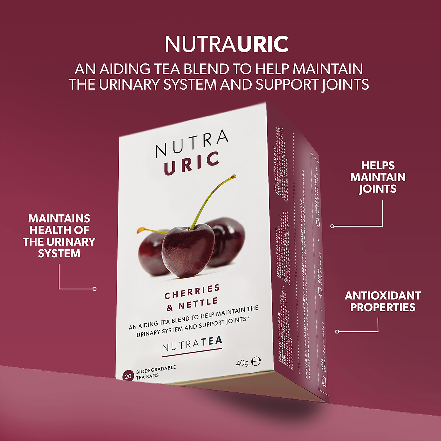 NutraUric herbal tea blend with turmeric and nettle 20 tea bags (British brand)
