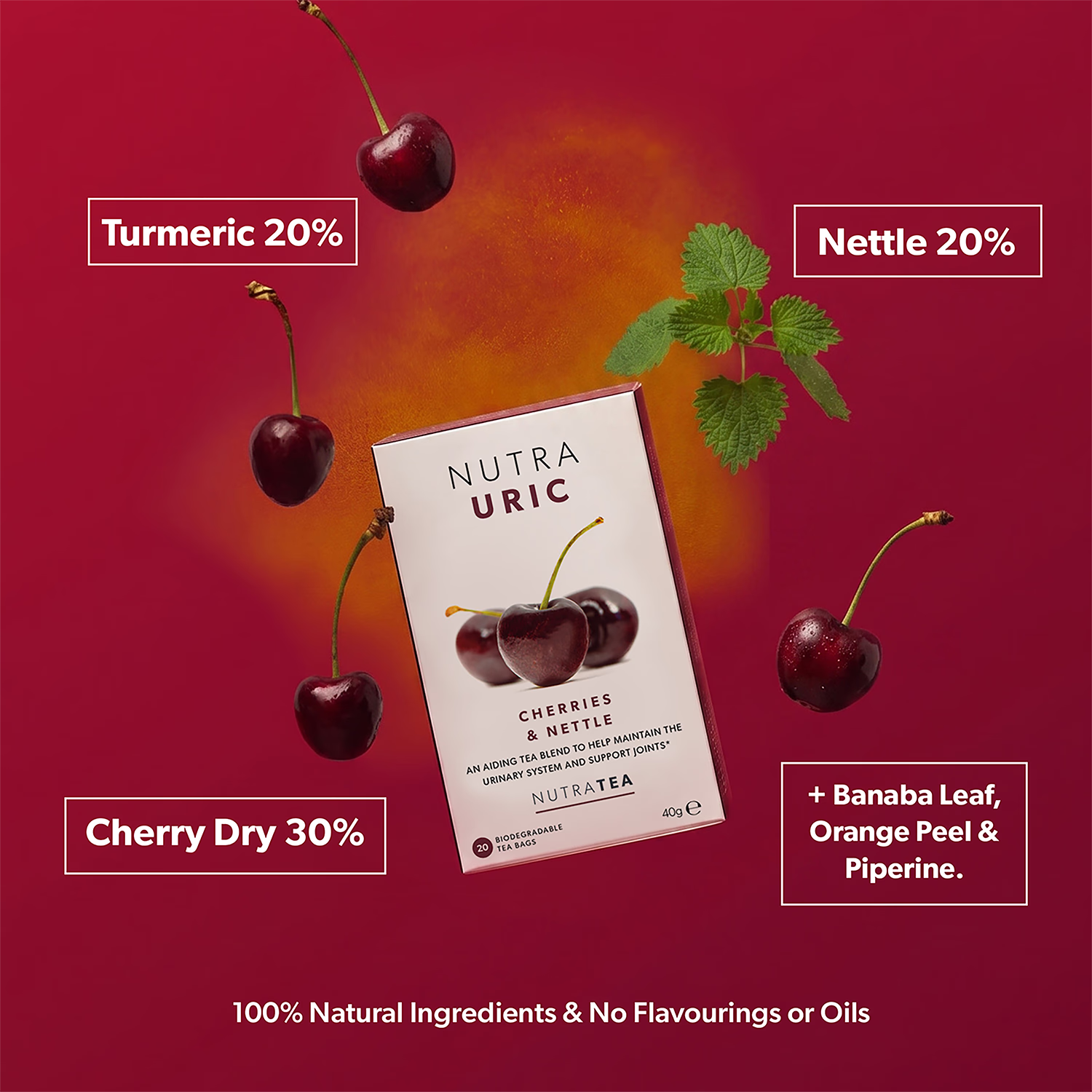 NutraUric herbal tea blend with turmeric and nettle 20 tea bags (British brand)