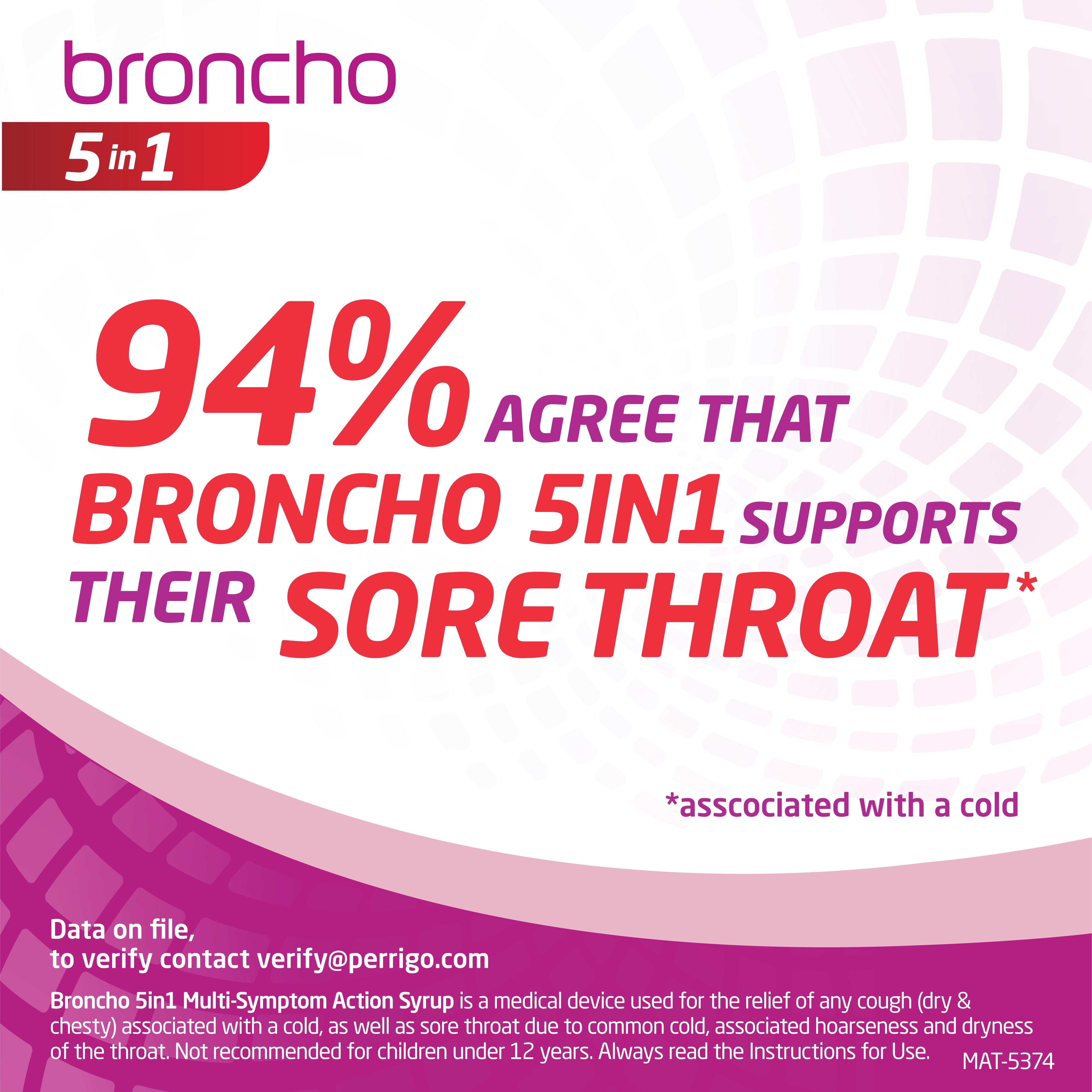 Broncho cough syrup 5in1 multi-symptom 120ml, imported from the UK