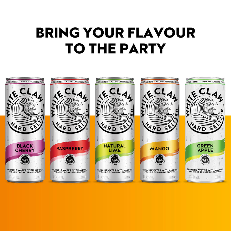 White Claw black cherry hard seltzer 330ml can (British brand)