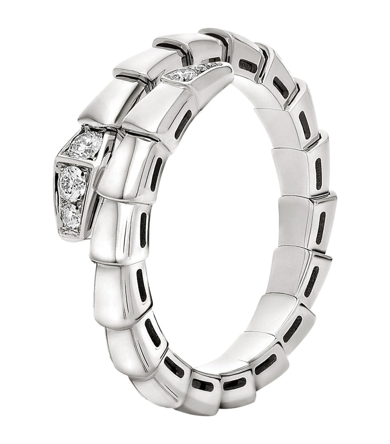 Bvlgari Serpenti Viper ring white gold diamonds, UK version