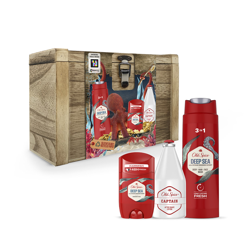 Old Spice Treasure Chest gift set with deodorant shower gel aftershave - British product