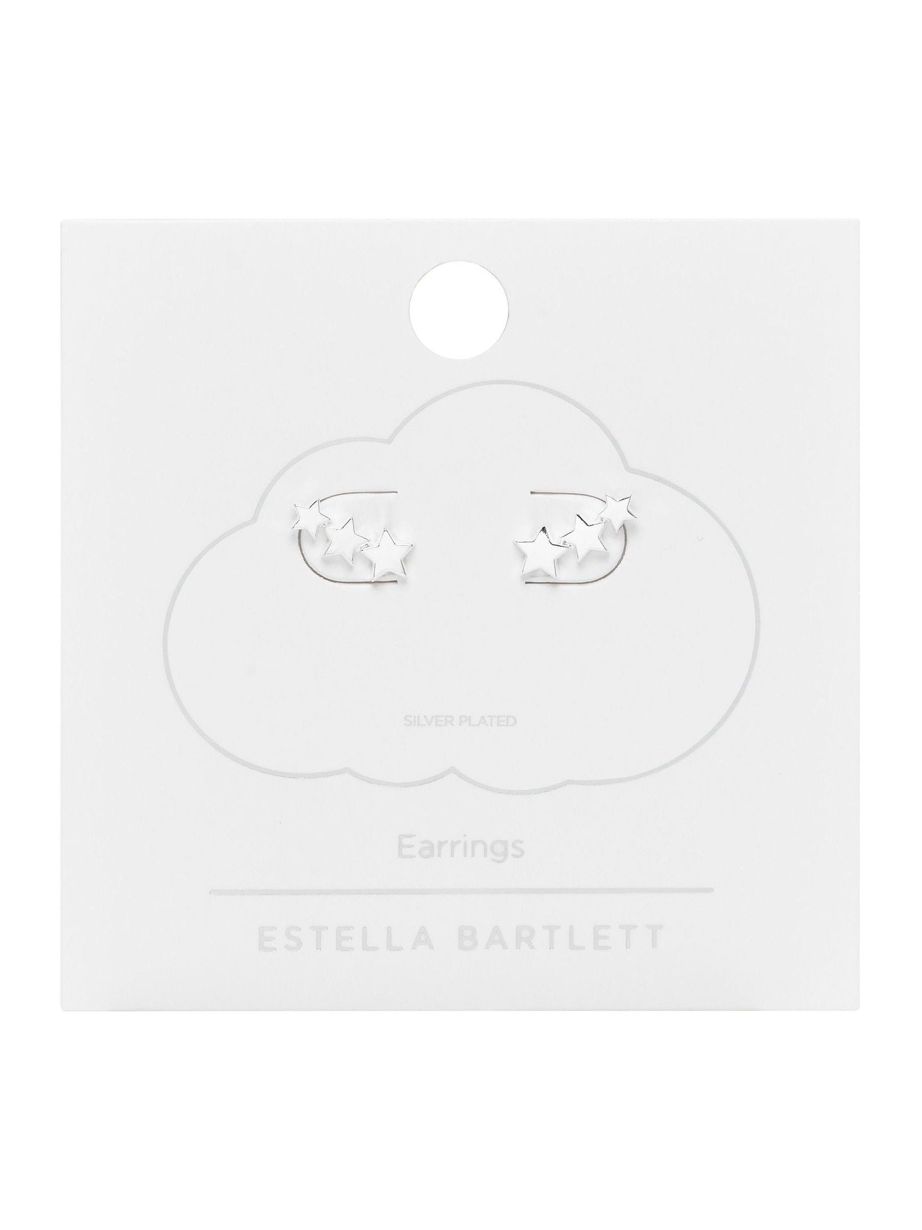 Estella Bartlett silver trio star ear studs - British product