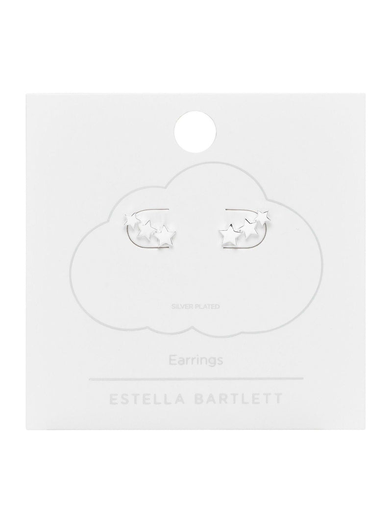Estella Bartlett silver trio star ear studs - British product