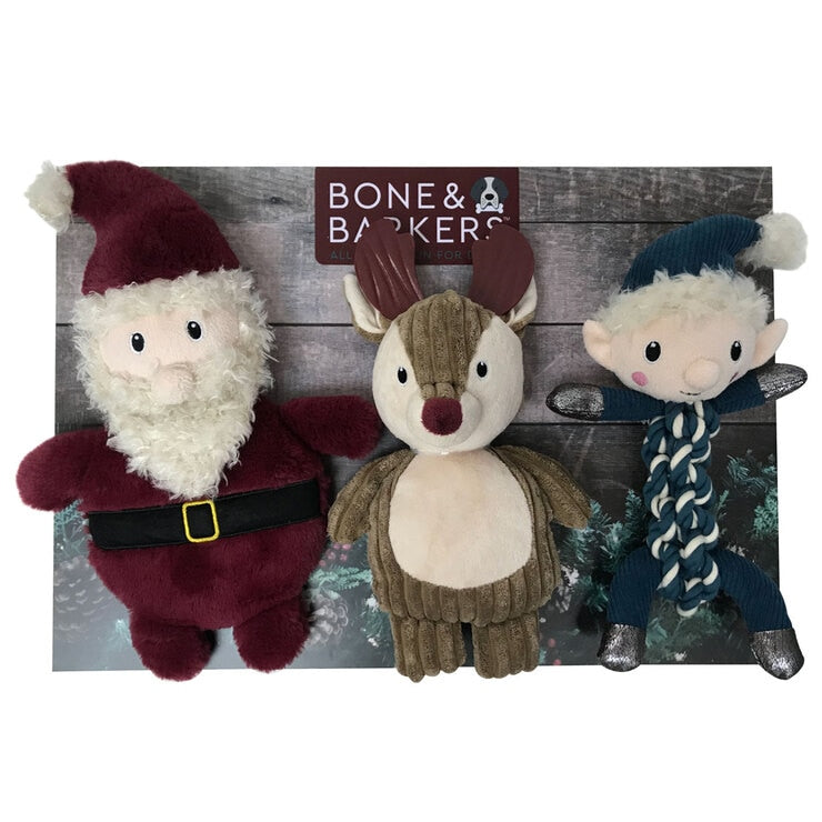 Bone Barkers Seasonal Dog Toy in Reindeer Design Pack of 3