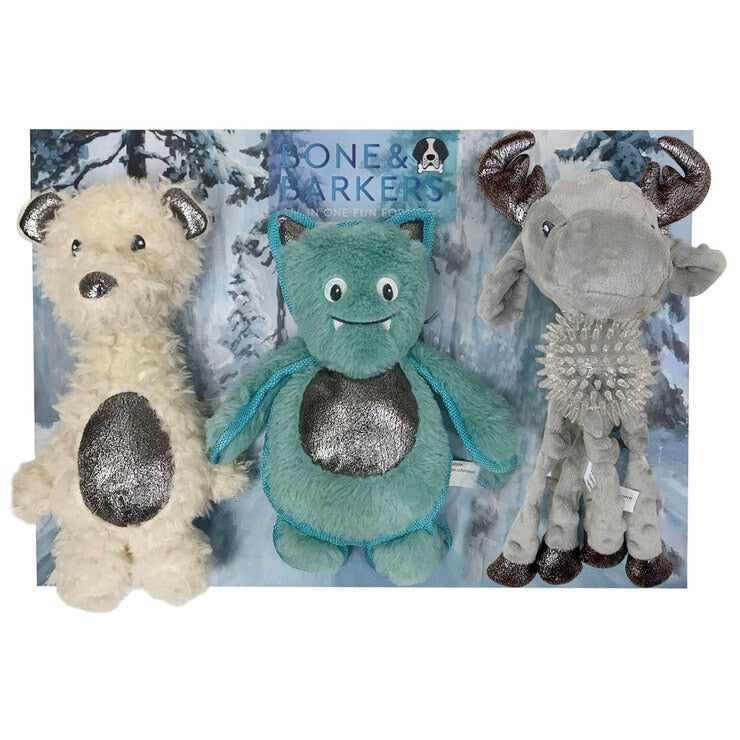 Bone Barkers Dog Toy in Polar Squeaker Design Pack of 3
