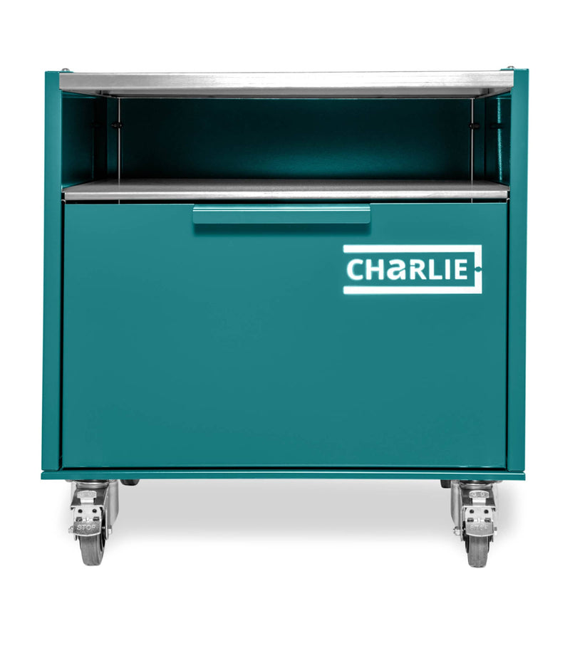 Charlie Oven outdoor island cabinet with castors and drawers 120cm wide - British product