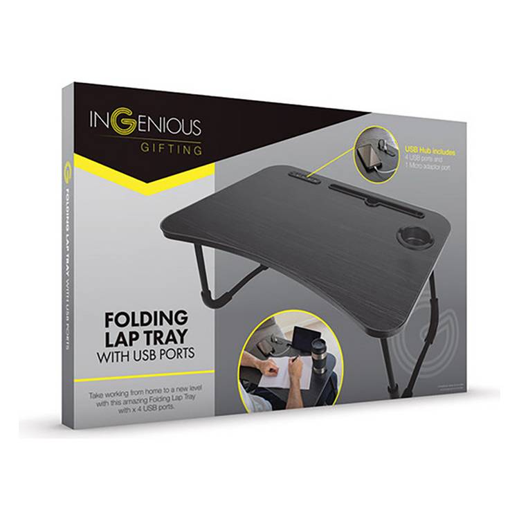 Menkind folding lap tray with USB ports - British product