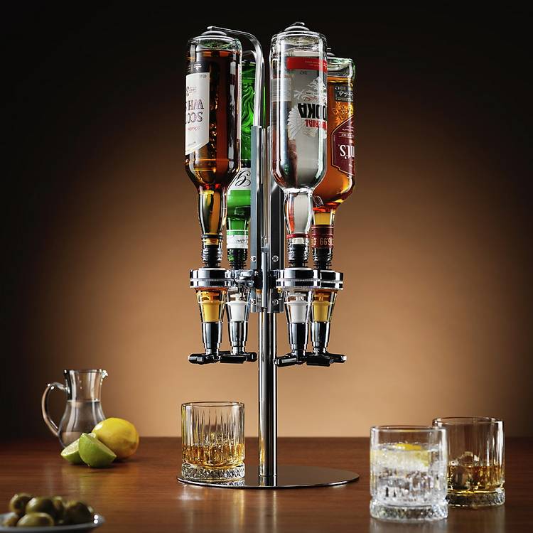 Menkind four bottle bar optic drinks dispenser, UK version
