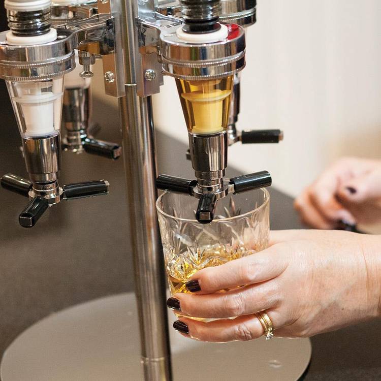 Menkind four bottle bar optic drinks dispenser, UK version