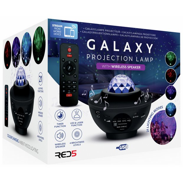 Menkind RED5 galaxy projection lamp with Bluetooth speaker (British brand)
