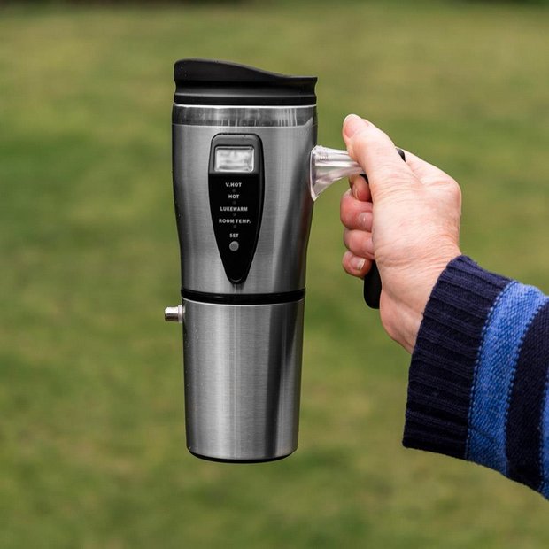 Menkind heated travel mug black 500ml, imported from the UK