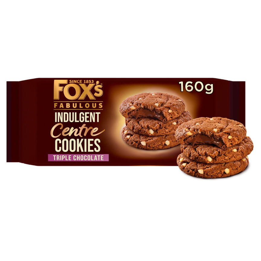 Fox's Fabulous Indulgent Centre Cookies Triple Chocolate 160g GOODS ASDA   