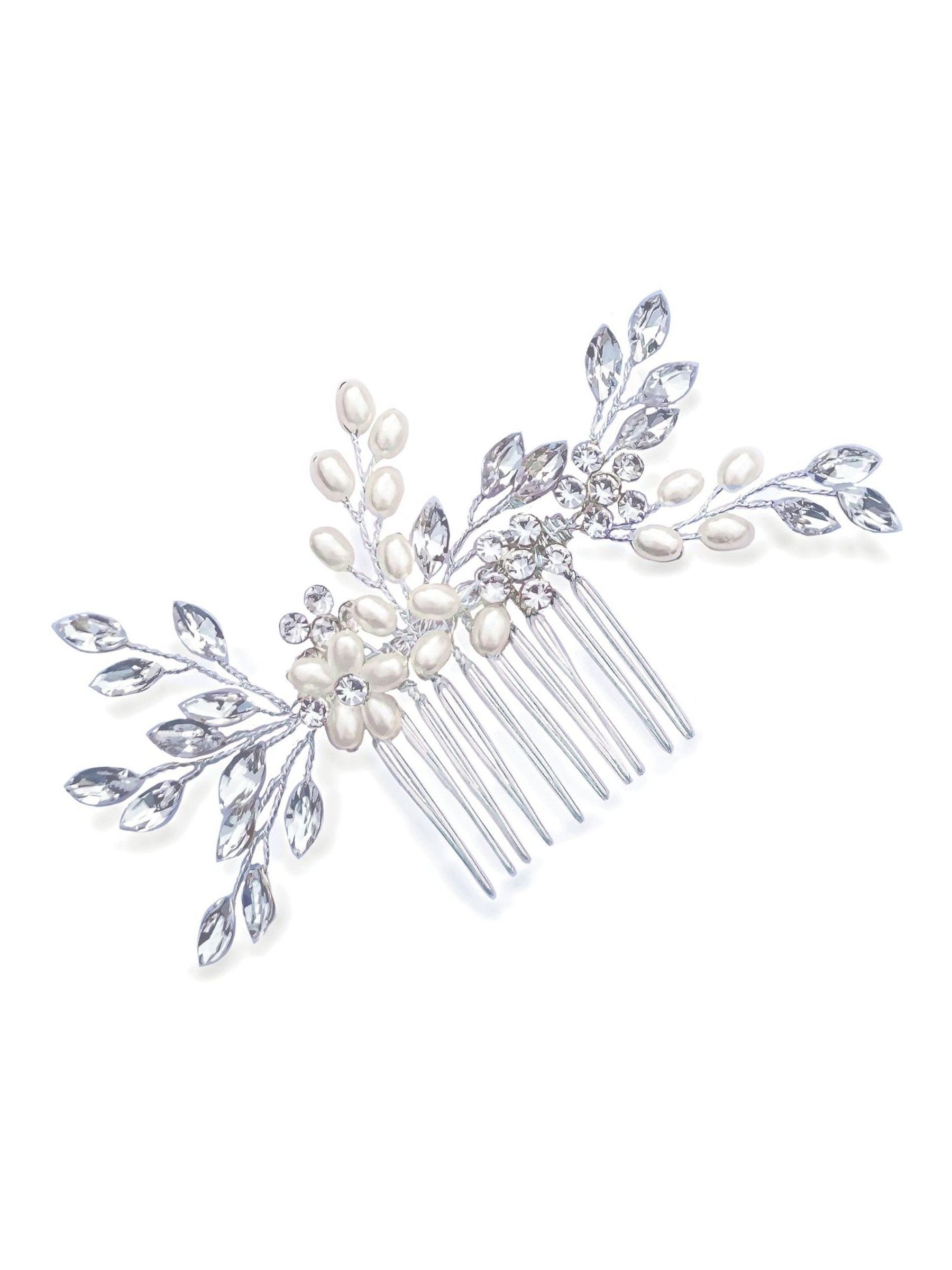 Ivory & Co Silver Pearl Shimmer Crystal Hair Comb 12.5cm, UK version