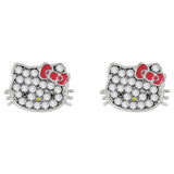 Hello Kitty Stone Set Silver Plated Stud Earrings