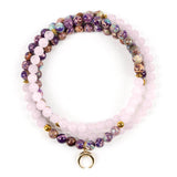 Myga balance bead necklace with crescent moon pendant, imported from the UK