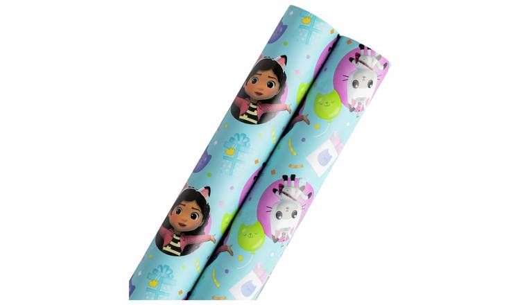 Gabby's Dollhouse 2 Rolls Wrapping Paper Set GOODS Argos