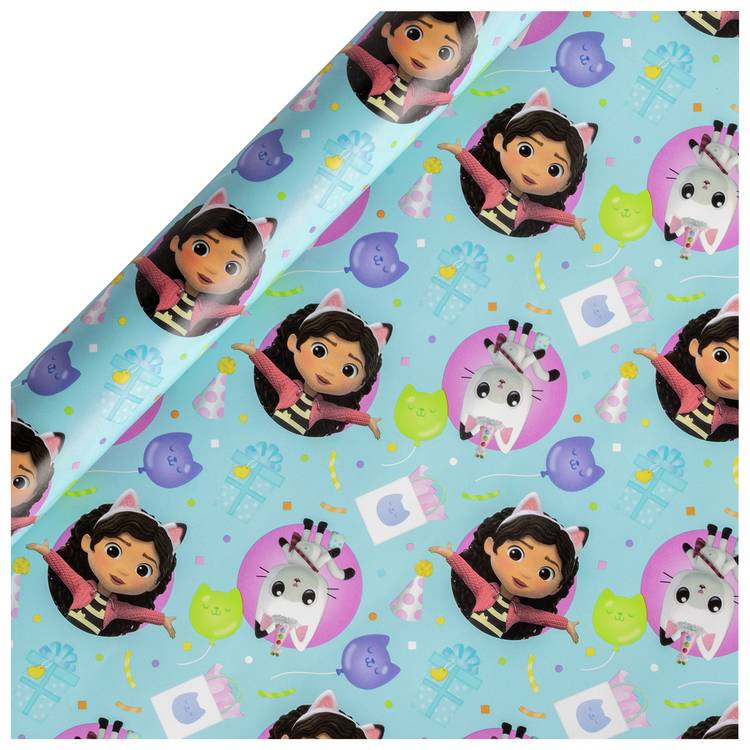 Gabby's Dollhouse wrapping paper set 2 rolls 3m, UK version