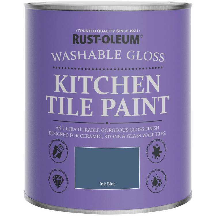Rust-Oleum kitchen tile gloss paint Ink Blue 750ml - British product