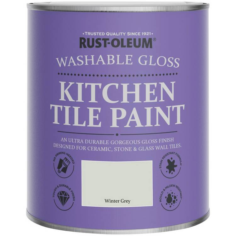 Rust-Oleum kitchen tile gloss paint Winter Grey 750ml, UK version