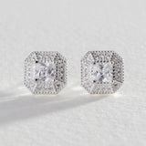 Revere sterling silver cubic zirconia halo stud earrings, UK version