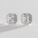 Revere sterling silver cubic zirconia halo stud earrings, UK version