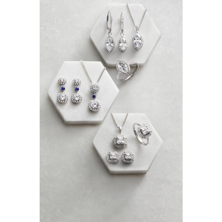 Revere sterling silver cubic zirconia halo stud earrings, UK version