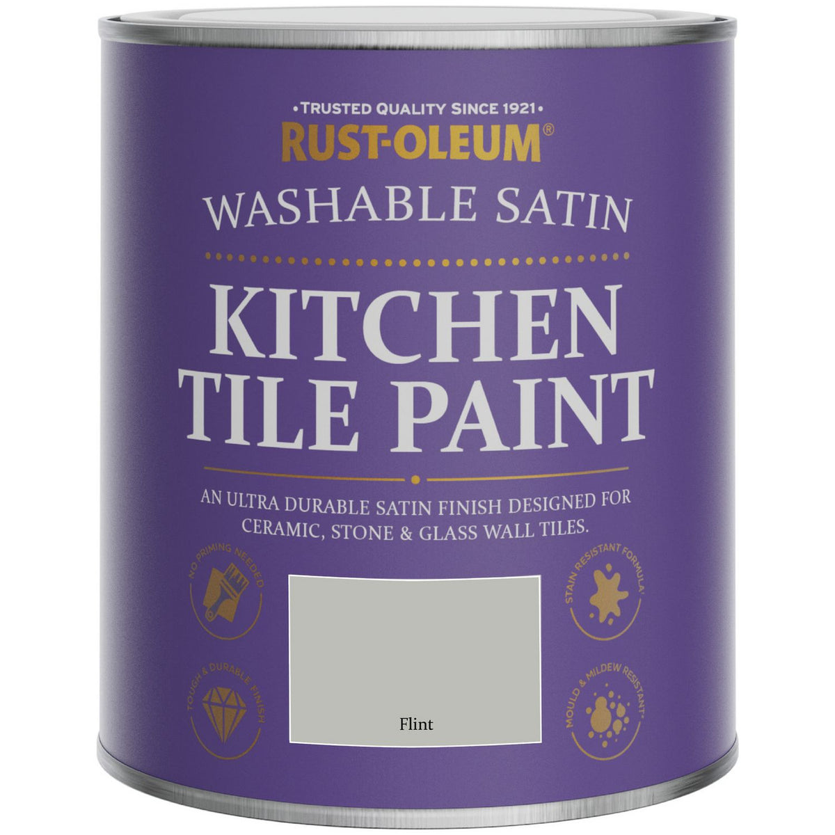 Rust-Oleum Kitchen Tile Satin Paint 750ml Flint (British brand)