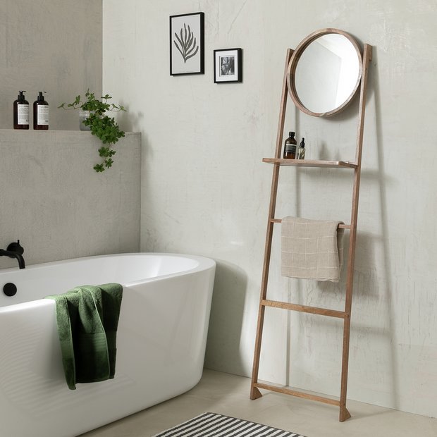 Habitat towel ladder and mirror natural mango wood, imported from the UK