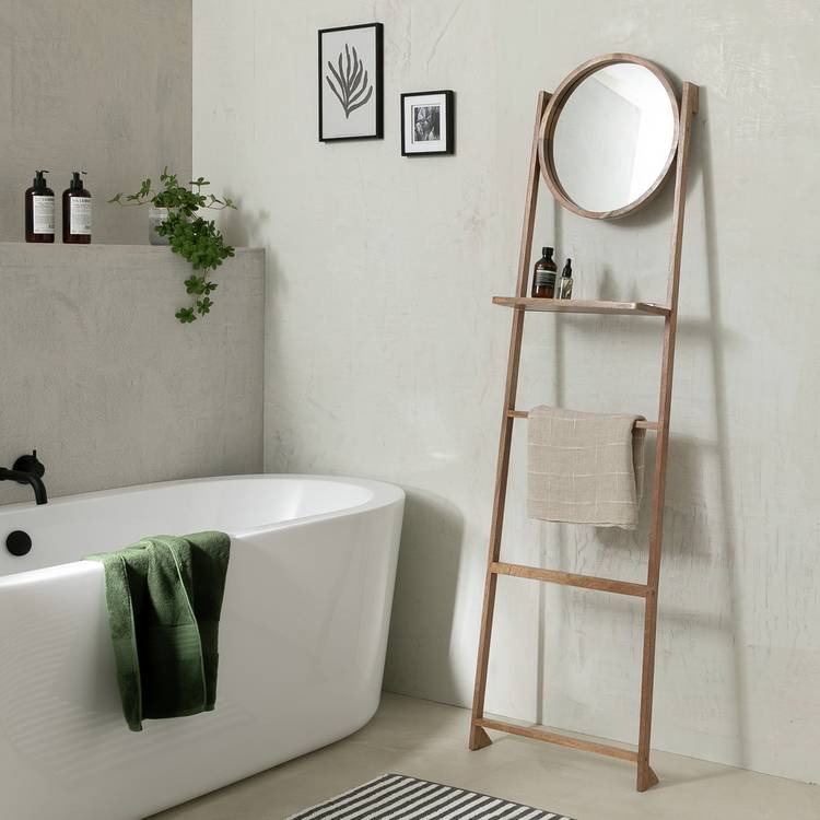 Habitat towel ladder and mirror natural mango wood, imported from the UK