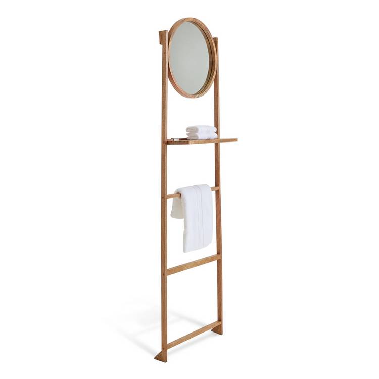 Habitat towel ladder and mirror natural mango wood, imported from the UK