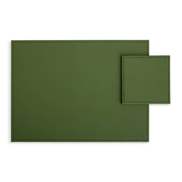 Habitat faux leather placemats and coasters set forest green - British product