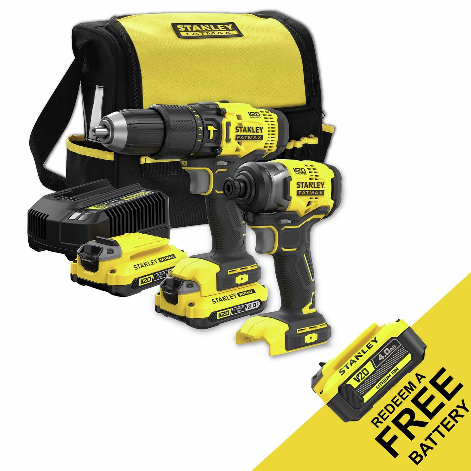 Stanley Fatmax V20 cordless combi driver kit, imported from the UK