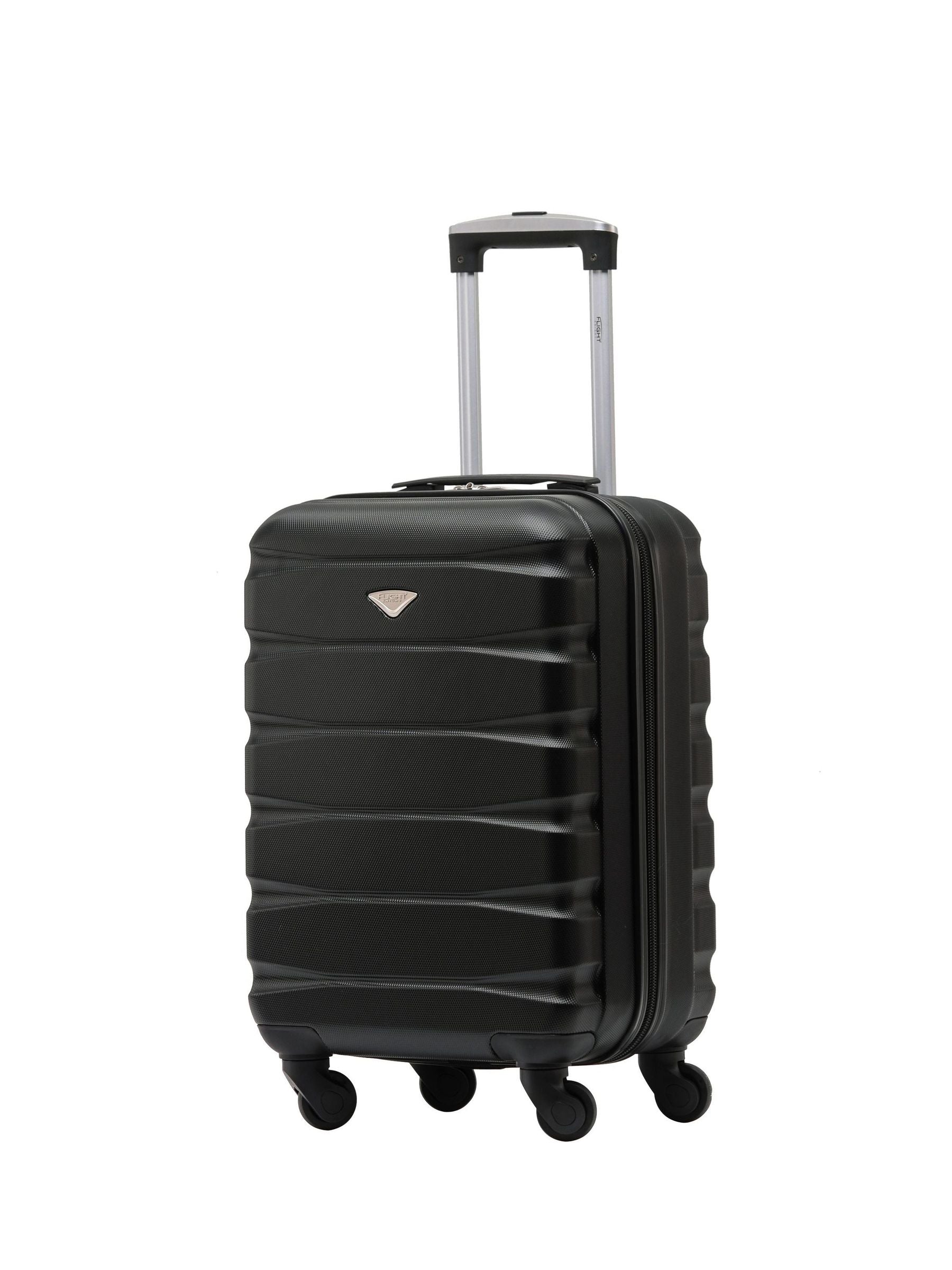 Flight Knight Black Flight Knight 55x35x25cm 4 Wheel ABS Hard Case Cabin Carry On Hand Black Luggage