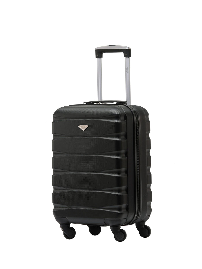 Flight Knight Black Flight Knight 55x35x25cm 4 Wheel ABS Hard Case Cabin Carry On Hand Black Luggage