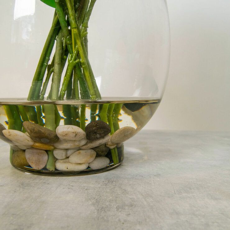 Tree Locate faux flower arrangement in glass vase 65cm - British product