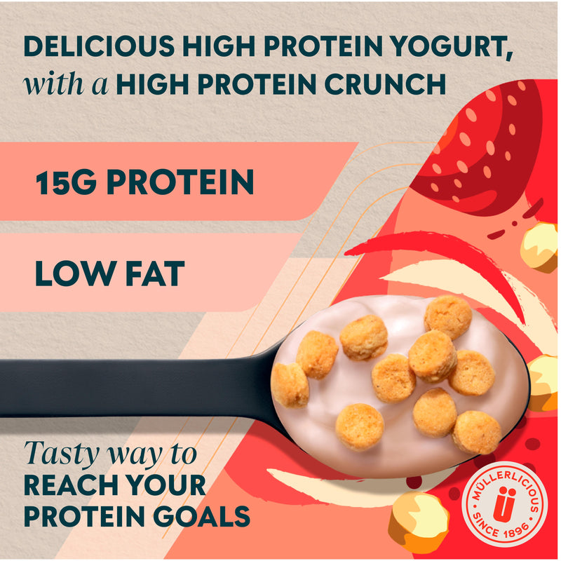 Müller x Myprotein yogurt Strawberries & Cream Mixers 140g, imported from the UK