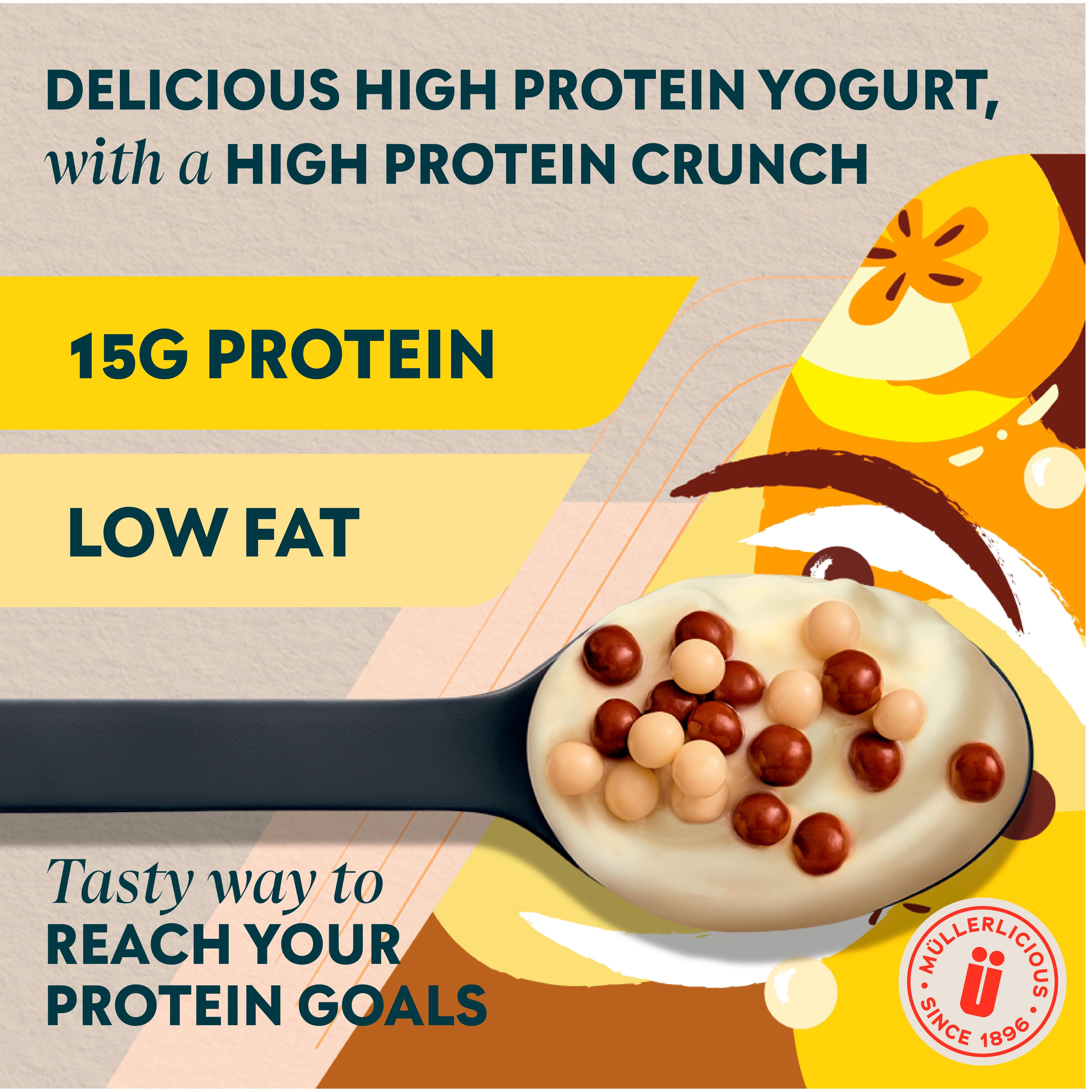 Müller Myprotein banana split yogurt 150g chocolate crunch (British brand)