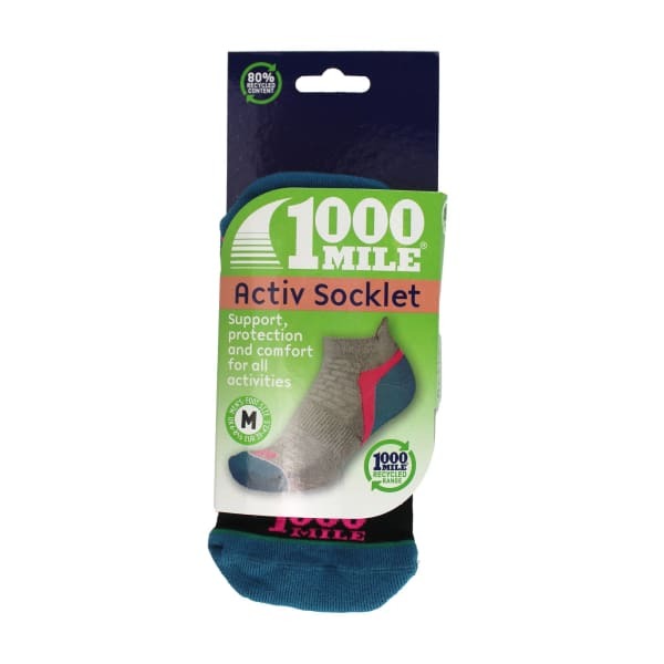 1000 Mile Activ Socklet Repreve low cut socks, imported from the UK