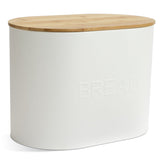 Habitat embossed cream bread bin with bamboo lid (British brand)