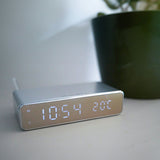 Menkind wireless charging alarm clock silver - British product