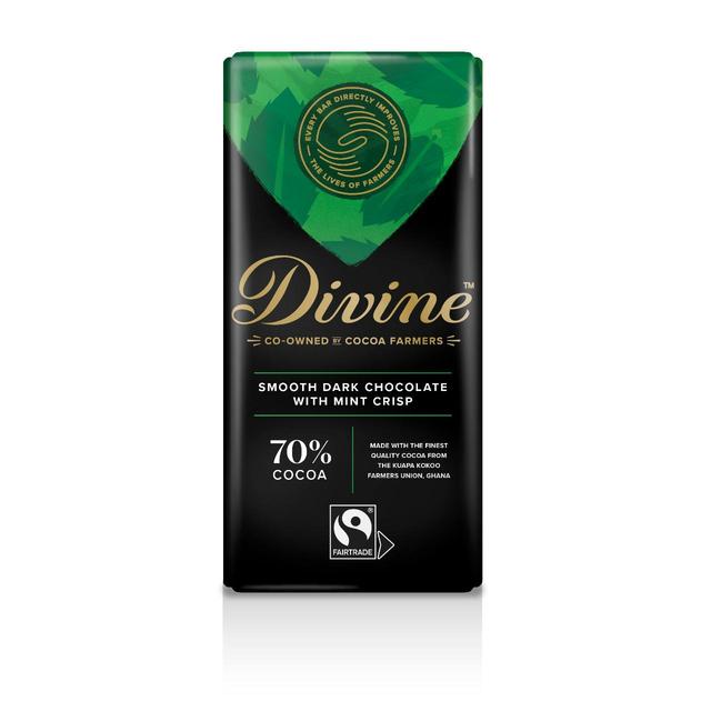 Divine 70% Dark Chocolate with Mint Crisp   90g