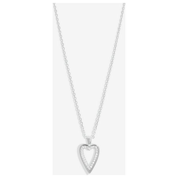 Simply Silver cubic zirconia heart pendant 16 inch chain (British brand)