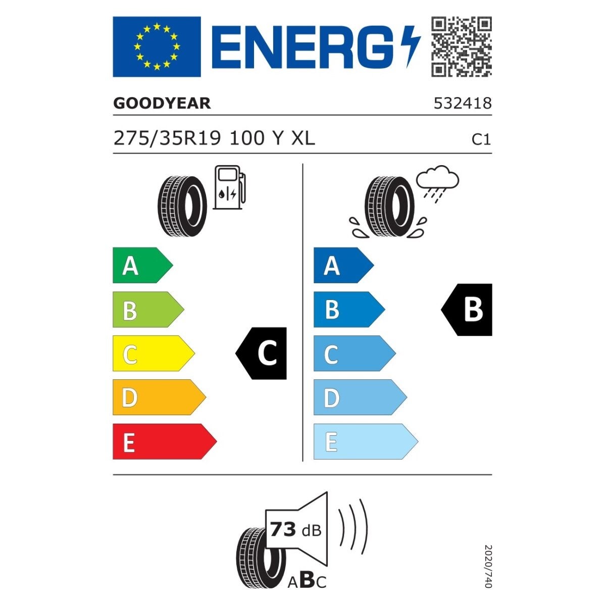 Goodyear Eagle F1 Asymmetric 3 tyre 275/35 R19, imported from the UK